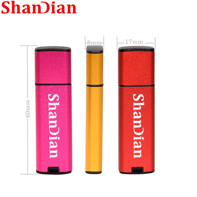 SHANDIAN 금속 매트 USB 플래시 드라이브 골든 펜 드라이브, 플라스틱 디스크, 핑크 미니 메모리 스틱, 가제트 사진 선물, 64GB, 32GB, 16GB