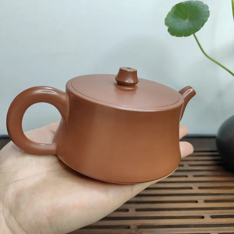Guangxi Qinzhou Nixing pottery teapot handmade large wide mouth column base pot reburning primary color