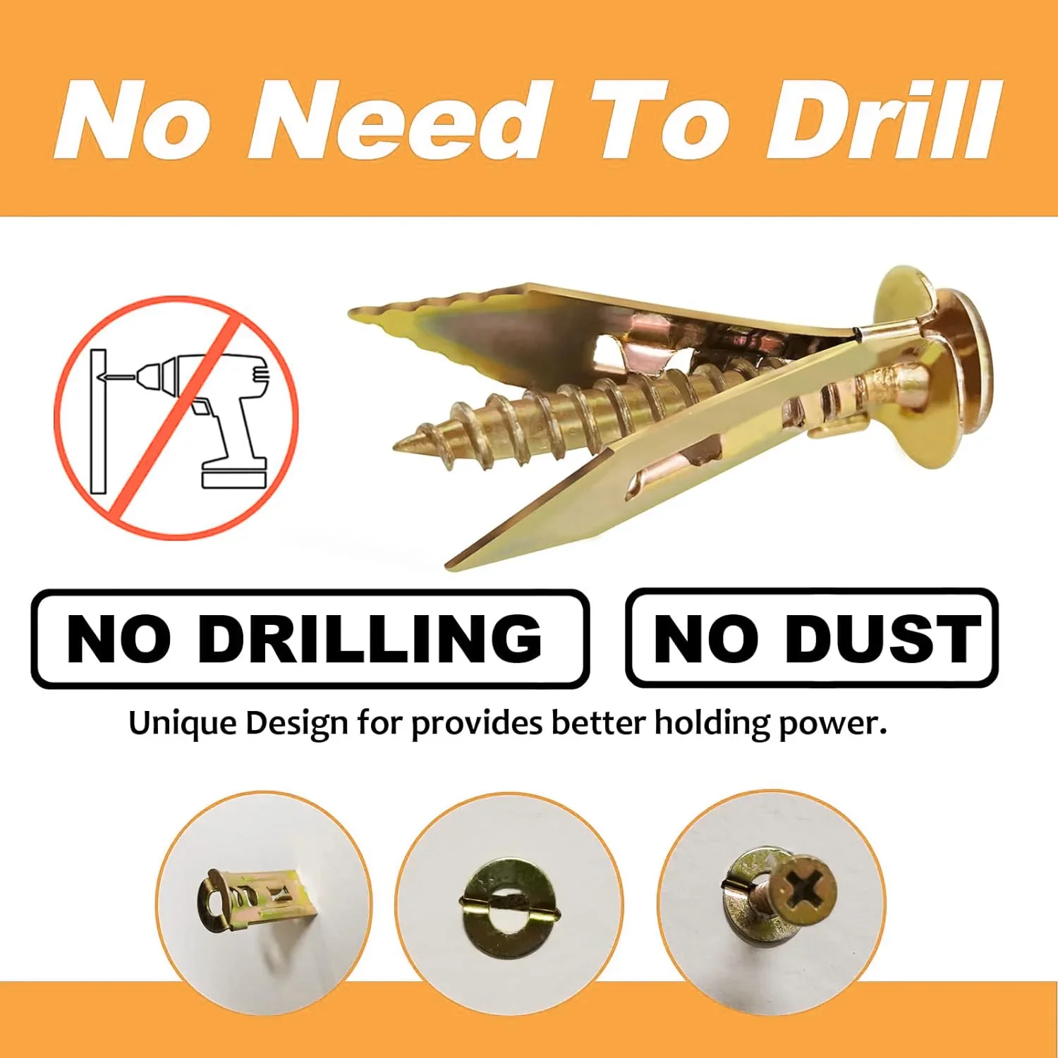 10/25/50Pairs 1Anchor and 1Screw/Pair Self-Drilling Drywall Anchors and Screws Zinc Plated Steel Hollow Wall Anchors and Screws