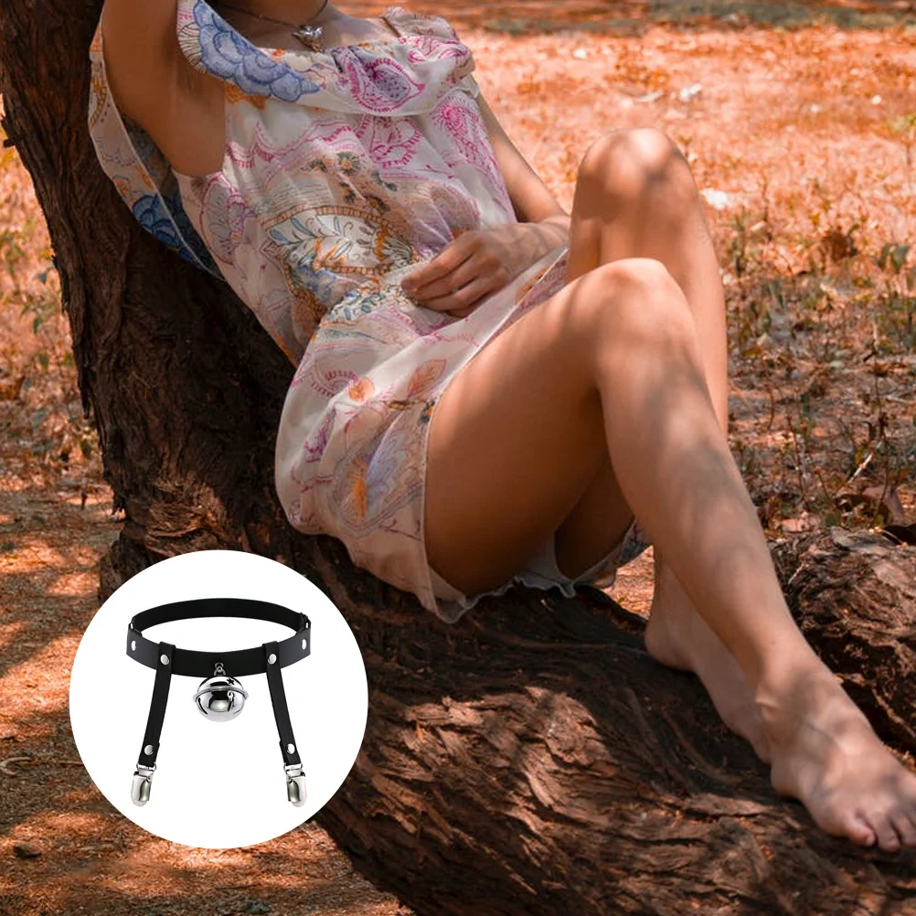 1Pcs Punk Leg Ring Elastic Garter Free Size Simple Big Bell Band Punk Style Harness Binding Game Accessory
