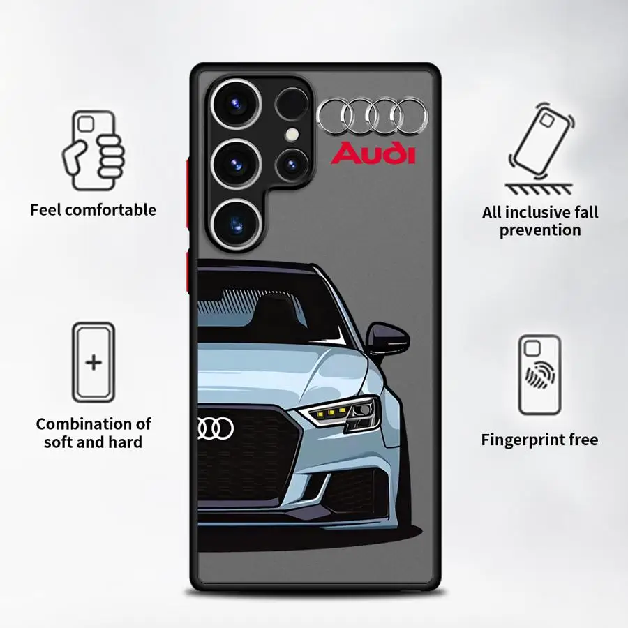 Black Edge Shell Phone Case for Samsung Galaxy S9 Plus S21 5G S22 Plus S10+ S24 Ultra S20 FE S25 Ultra S23 S21 A-Audi Sports Car