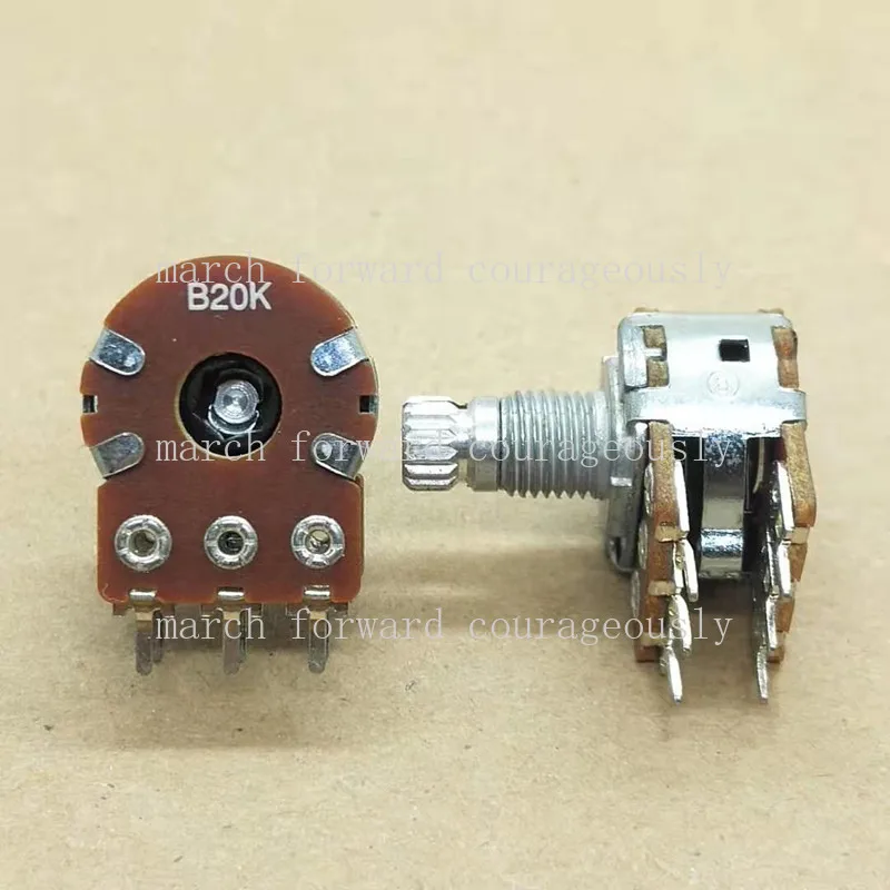 10pcs for ALPHA RV16 dual potentiometer with B20K power amplifier audio potentiometer. Handle length is 12MM.