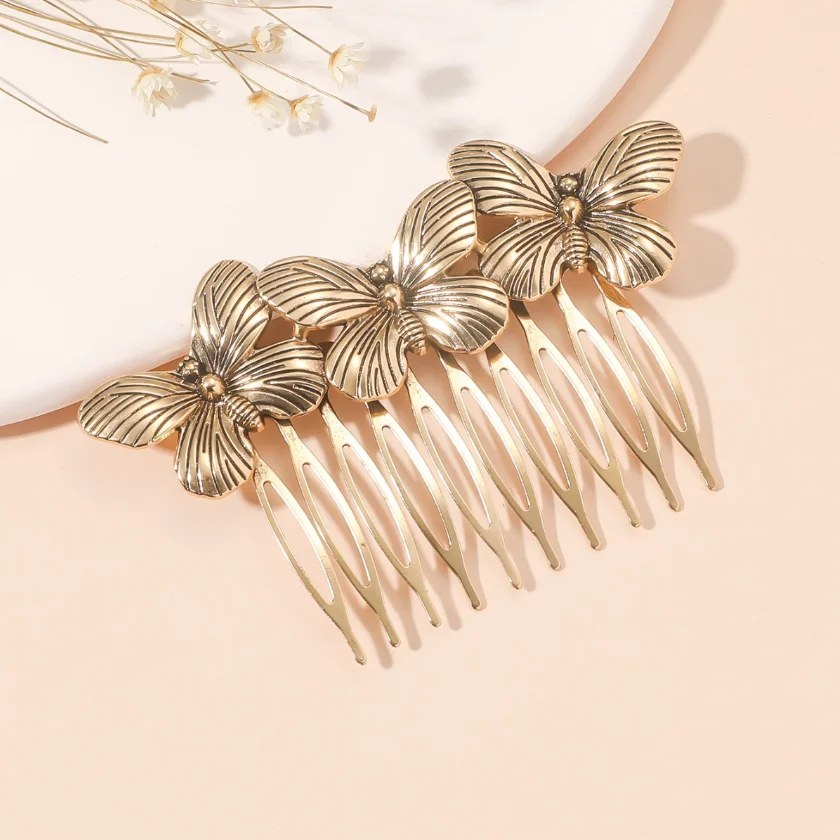 Korean Fashion Metal Butterfly Hair Comb Pins Bun Coiffure Wedding Styling Bridal Headdresses Ponytail Holder Gift Wholesale