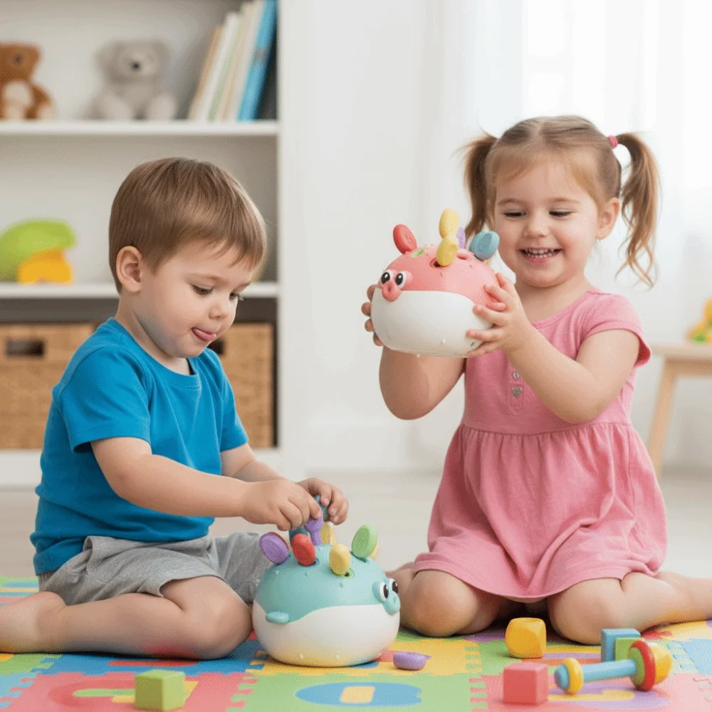 Puzzle d'entraînement focalisé en plastique, jouets d'insertion de poisson poule Montessori, jouets pour enfants, apprentissage de l'éducation précoce