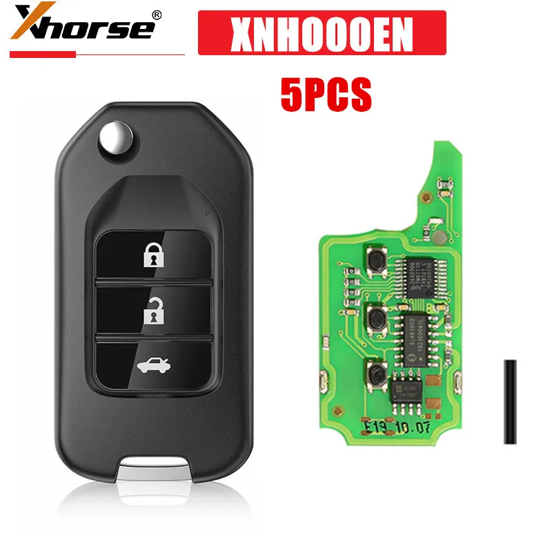 

5PCS/LOT XHORSE XNHO00EN Universal Remote Key For Honda Type Wireless XN004 3 Buttons With NXP Chip for VVDI2/VVDI Key Tool