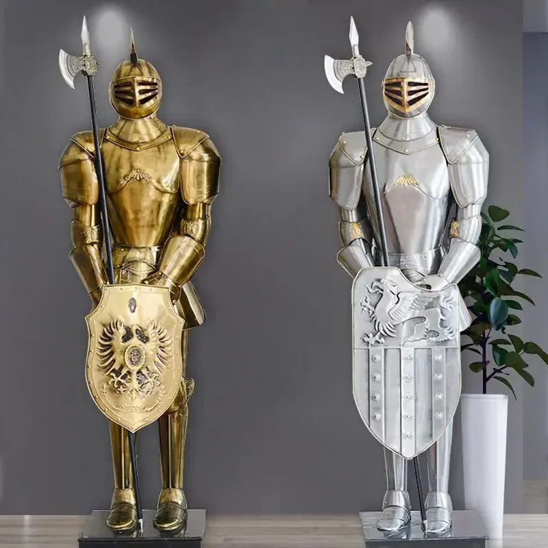 Vintage Roman armor warrior large model floor-to-ceiling ornament, shopping mall KTV bar hotel lobby oversized decoration