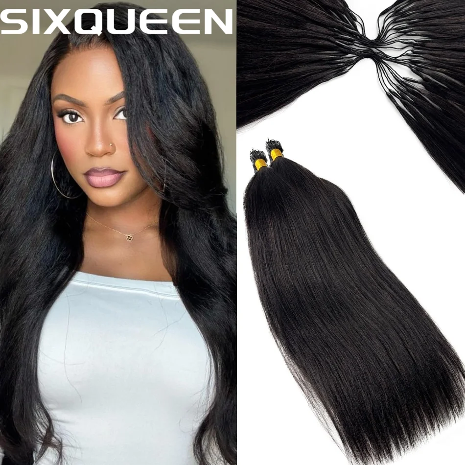 

Натуральные прямые волосы для плетения крючком, предварительно разделенные, без узлов, для микрокосичек