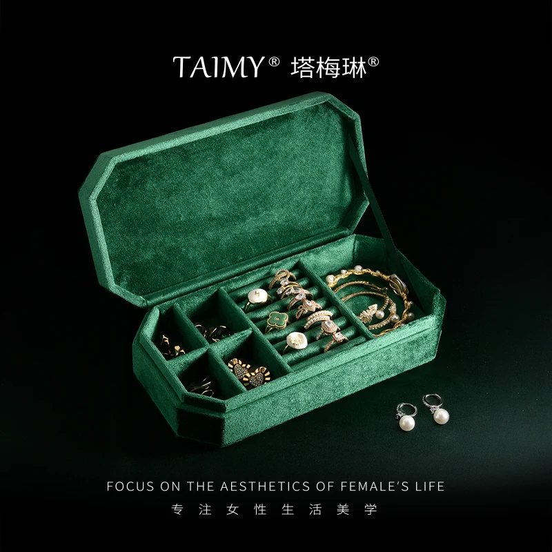 TAIMY Travel Velvet Jewelry Box Portable Ring Necklace Bracelet Storage Box Custom Logo Jewelry Case Jewellery Organizer