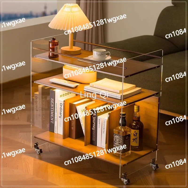 Bedroom Bamboo Hotel Handcart Acrylic Transparent Bar Designer Shelf Salon Shopping Cart Food and Beverage Kitchen Low Furniture