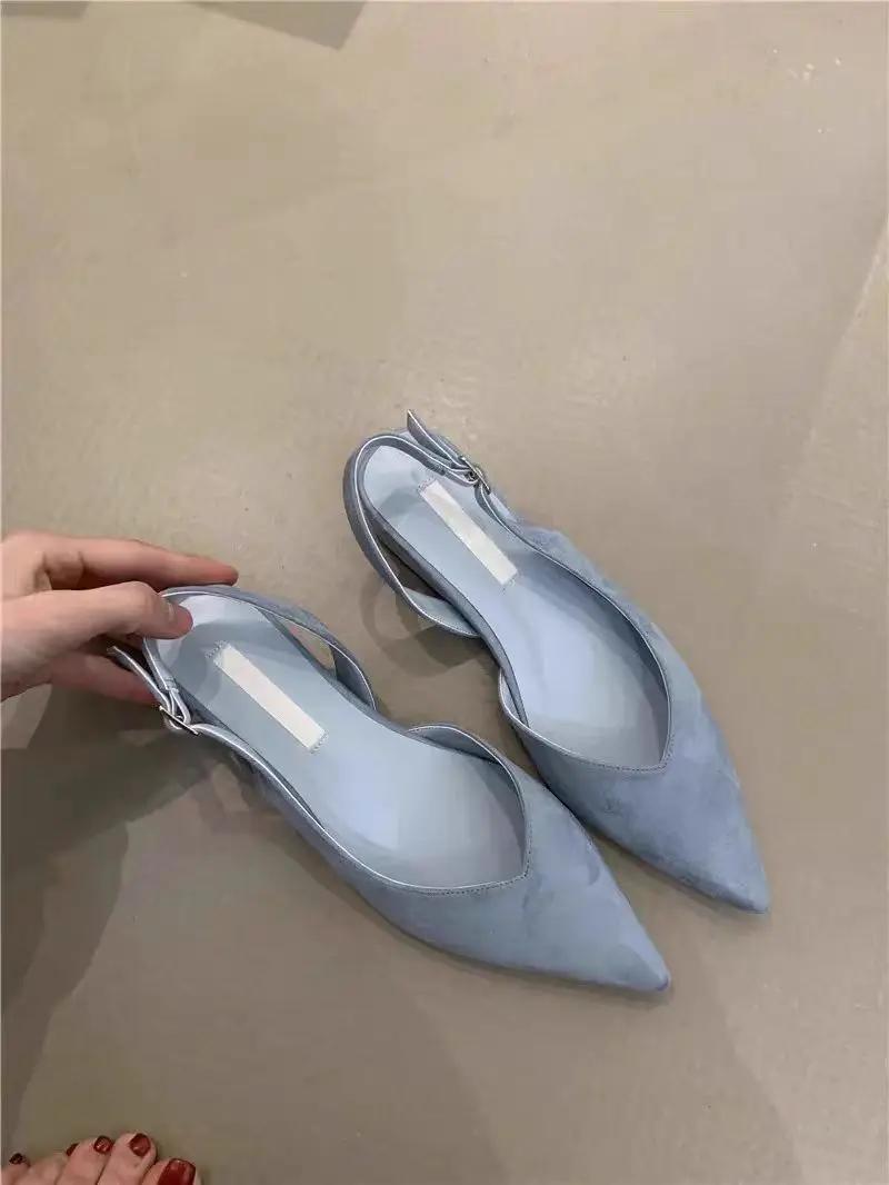 

Элегантные женские туфли-мюли с острым носком на низком квадратном каблуке, с ремешком на пятке, для банкетов и вечеринок, новинка 2026 года