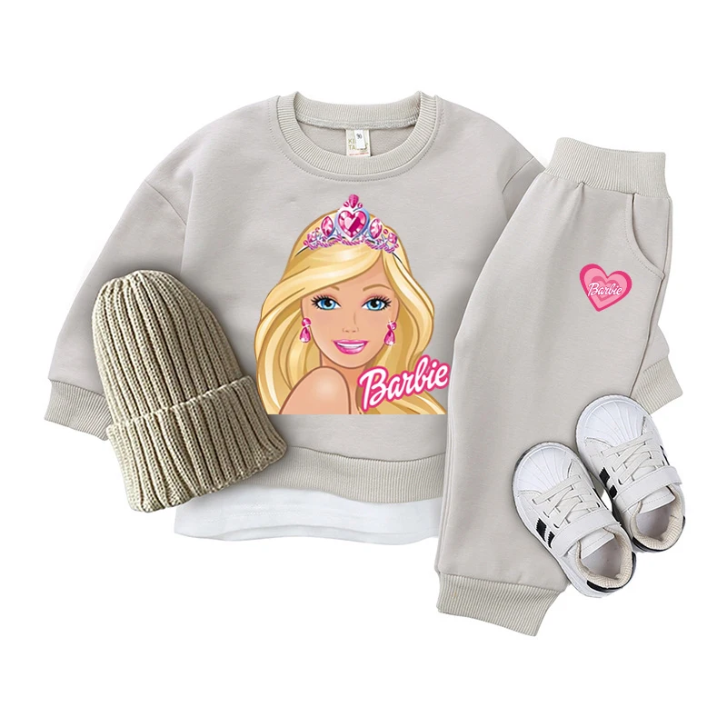 Costumes de dessin animé Barbie pour tout-petits, pantalons de survêtement en Y, vêtements décontractés pour bébés filles, survêtement imbibé pour enfants, printemps, automne, 2025, 2 pièces par ensemble