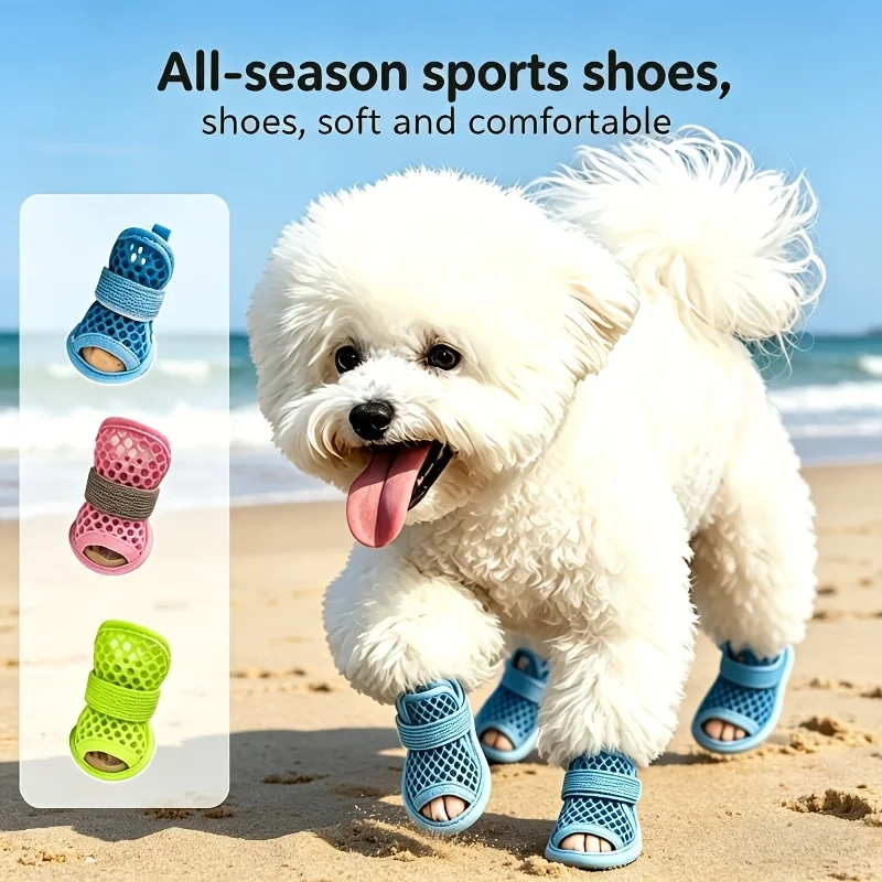 Summer Dog Shoes Non-slip Waterproof Pet Sandals Soft Soles Won't Fall Off Wear-resistant Corgi Small Dog Open-toe Foot Covers