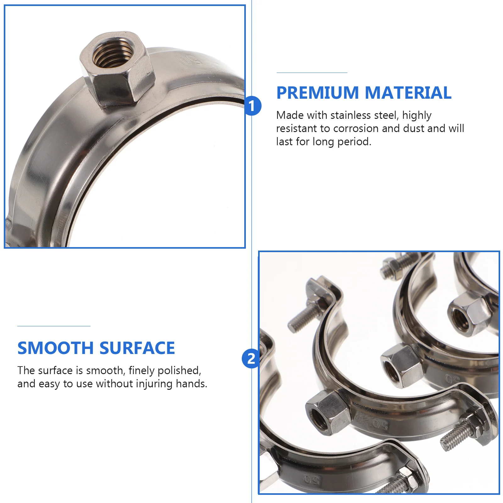 

4Pcs Stainless Steel Water Pipe Clamp Heavy Duty Tube Bracket for Hose Tubing Connector Durable Leak Proof Clamp