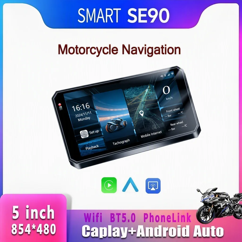 SMAER SE90 2K motor driving recorder carplay screen projection with navigation tire pressure detection waterproof 5 inches