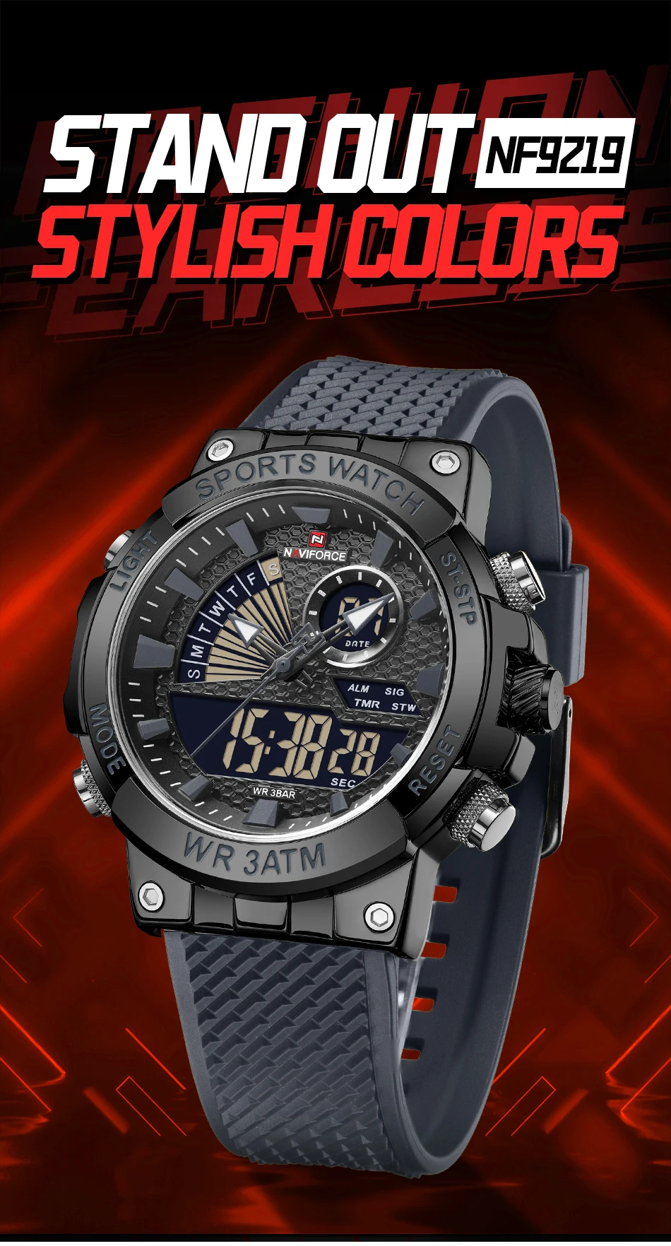 

2025 NAVIFORCE Men Luxury Fashion Quartz Watch LCD Dual Time Waterproof Sport Chronograph Quartz WristWatch Relogio Masculino