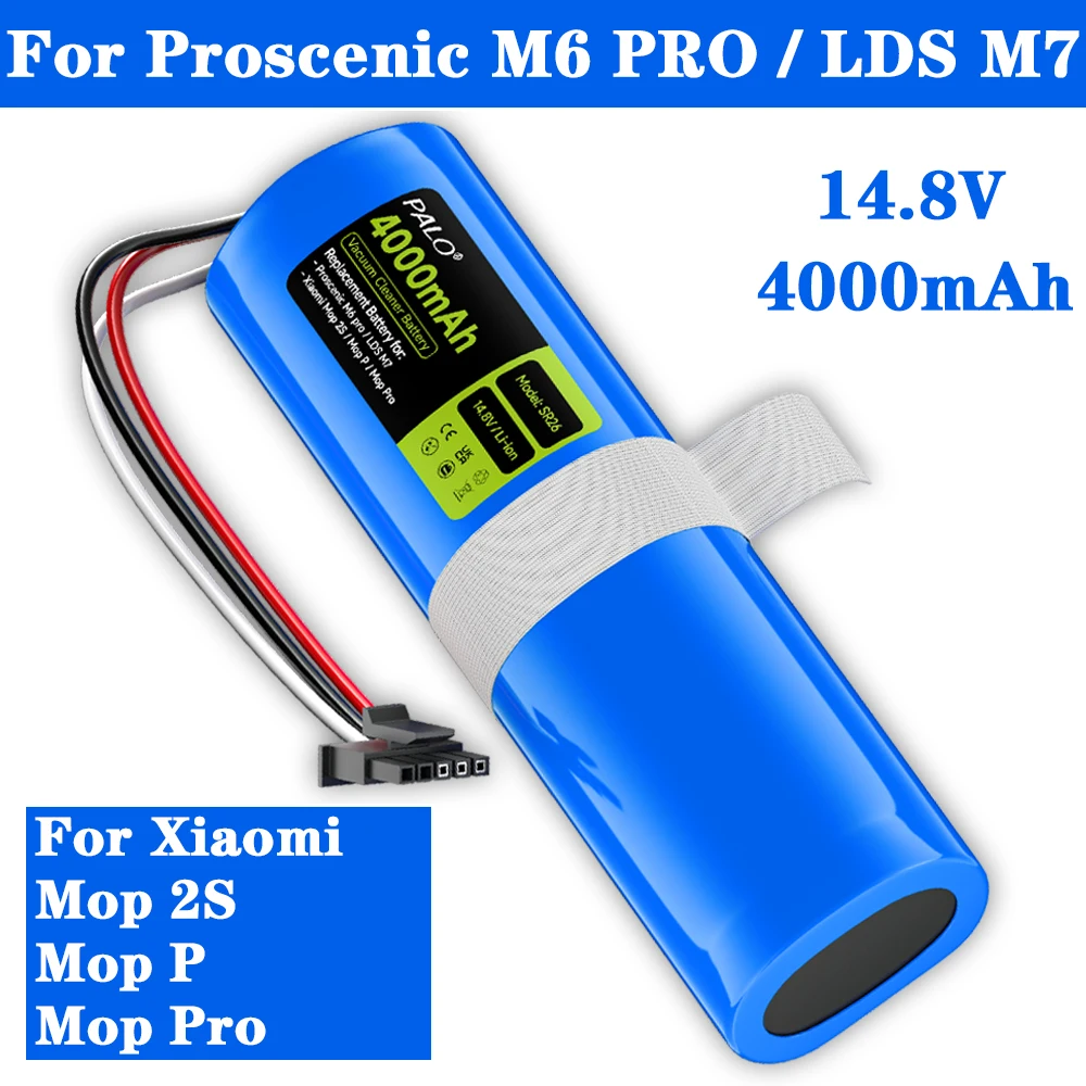 4000mAh Robotic Vacuum Cleaner Battery For Proscenic M6 Pro/LDS M7 14.8V Replacement Battery For Xiaomi Mop 2S/Mop P/Mop Pro