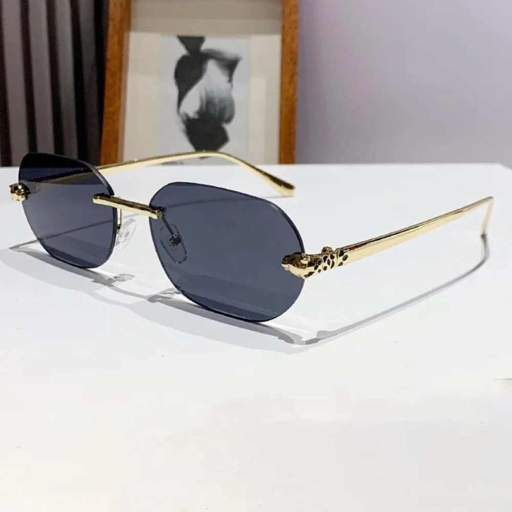 Lightweight Rimless Oval Sunnies Costume Accessory Decorative Men Polarizing Lens Sunglasses Alloy PC Anti Blue Light Glasses