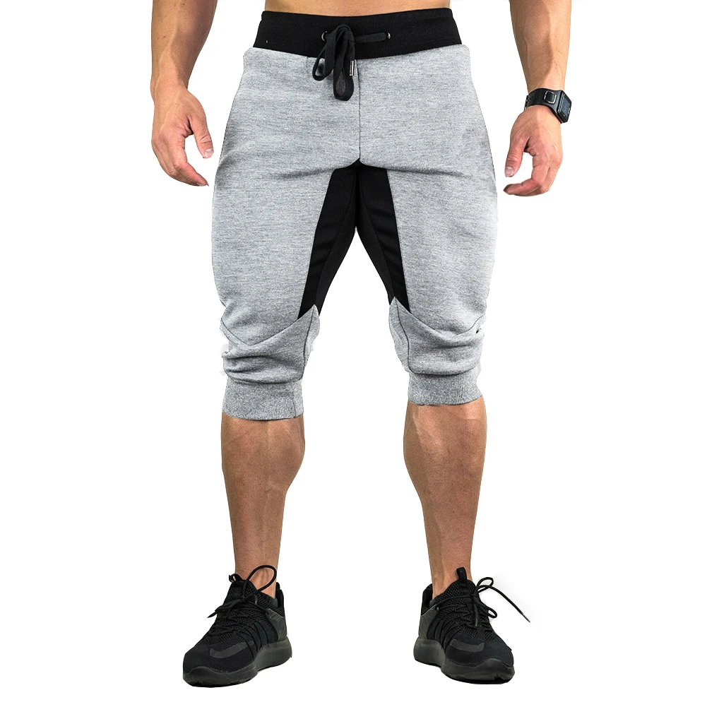 Summer Men\'s Casual Cotton Shorts Running Workout Joggers Sweatpants  Jogging Sport Capri Pants Mesh Below Knee 3/4 Gym Shorts