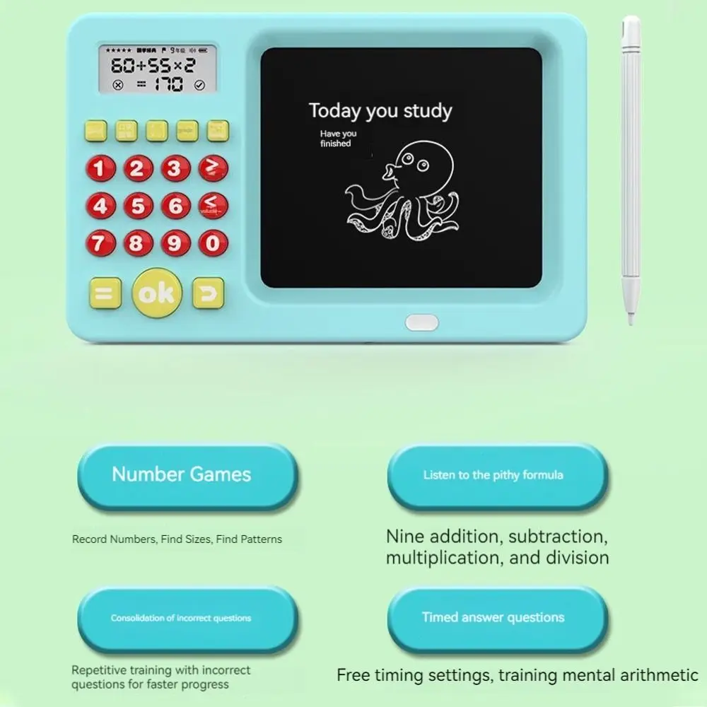 Calculatrice d'enseignement des mathématiques 2 en 1, écran LCD, calculatrice éducative, planche d'écriture, dessin Portable, planche à dessin pour enfants