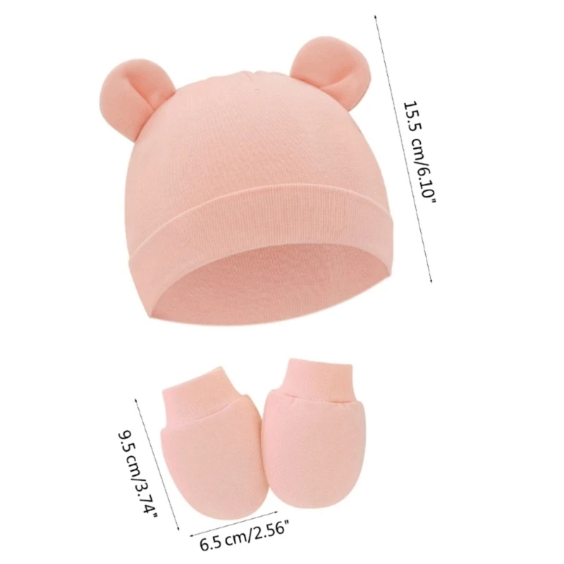 Bonnet avec mitaines anti-rayures et couvre-pieds pour nouveau-né, bonnet chaud, bonnet en coton, chapeau pour tout-petits, cadeau de douche, 1 ensemble