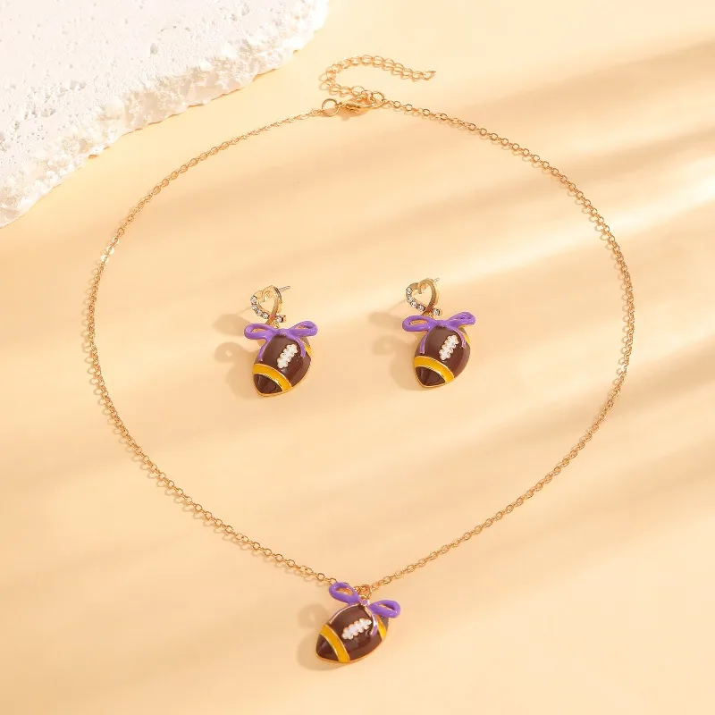 

Ball earrings, necklace, light luxury, high-end sports, rugby accessories, sports event gifts