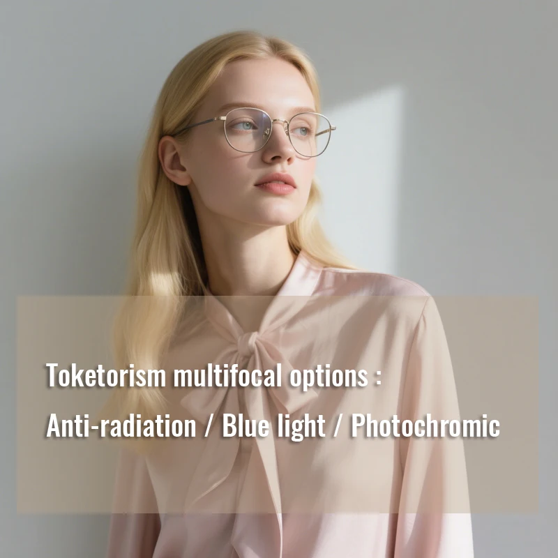 Toketorism Multifocal Lenses Customize Photochromic Anti Blue Light Progressive Prescription Glasses