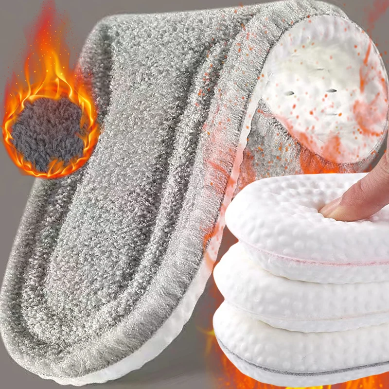 4 stücke verdicken selbst beheizte thermische Einlegesohlen für Füße Winter thermische Wolle Memory Foam Schuh pads Männer Frauen Sportschuhe selbst erhitzend