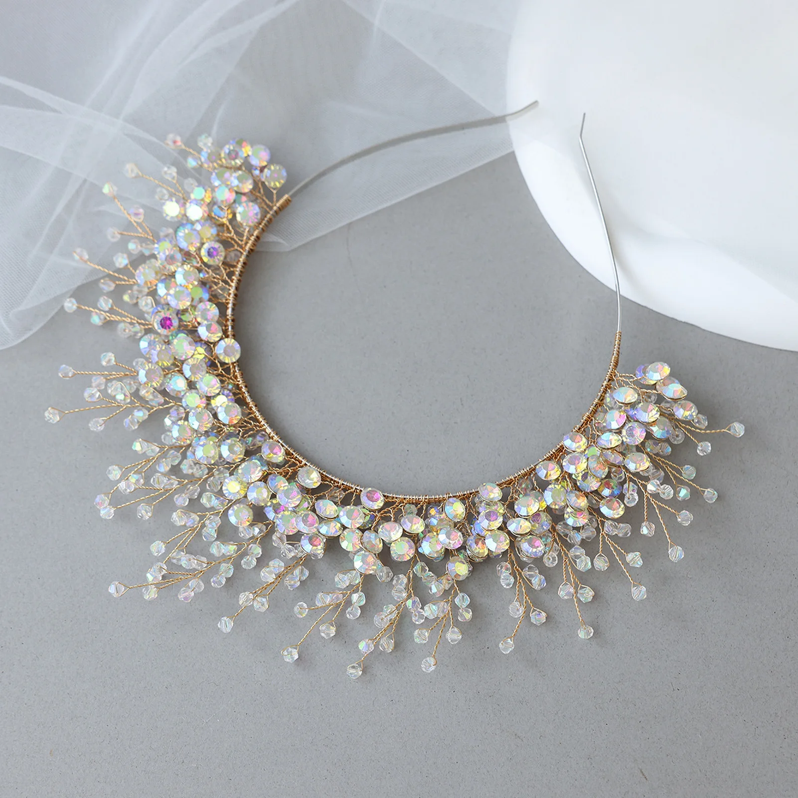 

Блестящая повязка для волос со стразами для свадьбы, элегантный свадебный ободок, обруч для волос с кристаллами и бусинами, украшение для волос для невесты и женщин на вечеринку