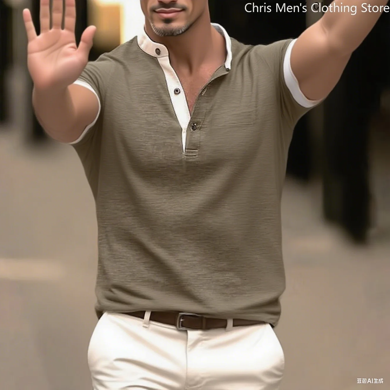 

The Ultimate Men's V-Neck Polo: Summer's New Loose-Fit & Comfortable Top for Sports, Fitness, and Business Casual Wear.