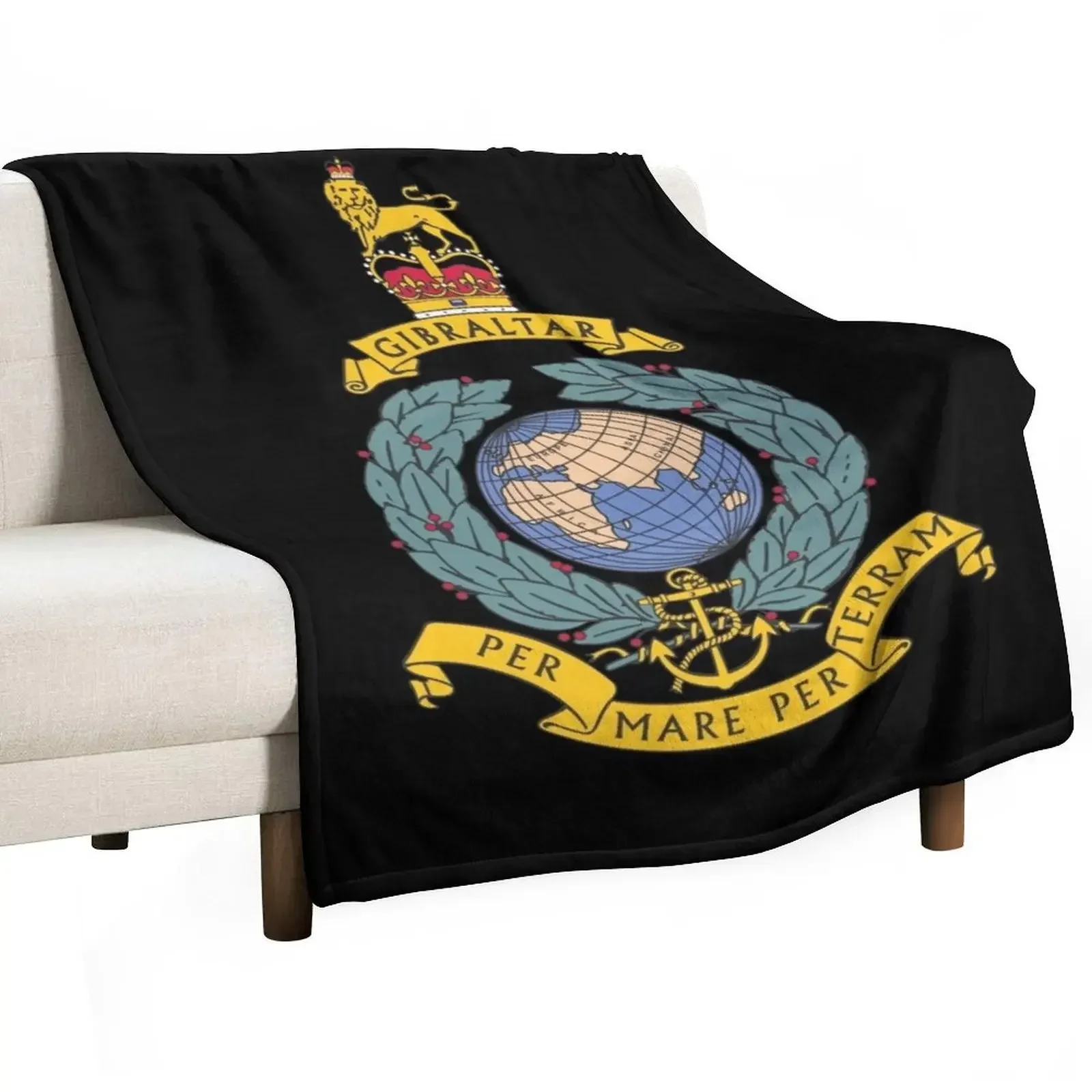 Royal Marines Commando Gibraltar Emblem Throw Blanket Thins Personalized Gift Luxury St Luxury For Sofa Thin Bed Blankets