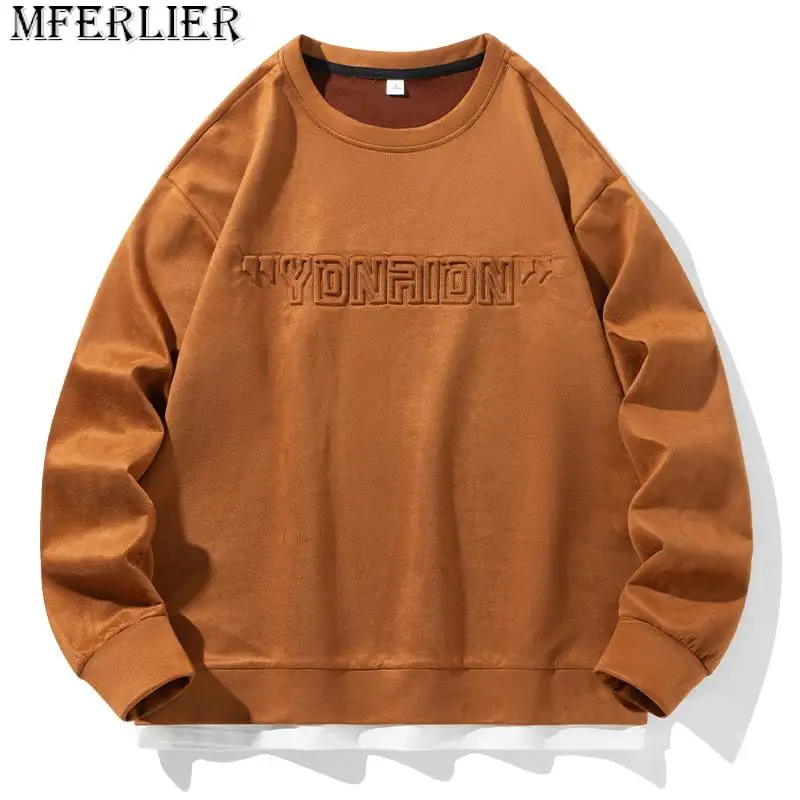 

Harajuku Loose Men's Hoodies Round Collar Letter Print Casual Men Sweatshirts 2023 Autumn Mens Pullovers Street Sweatshirt Tops