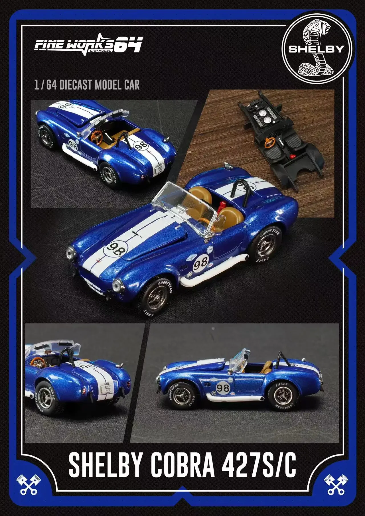 Fine works64 1:64 Shelby COBRA 427 No98  Diecast Model Car