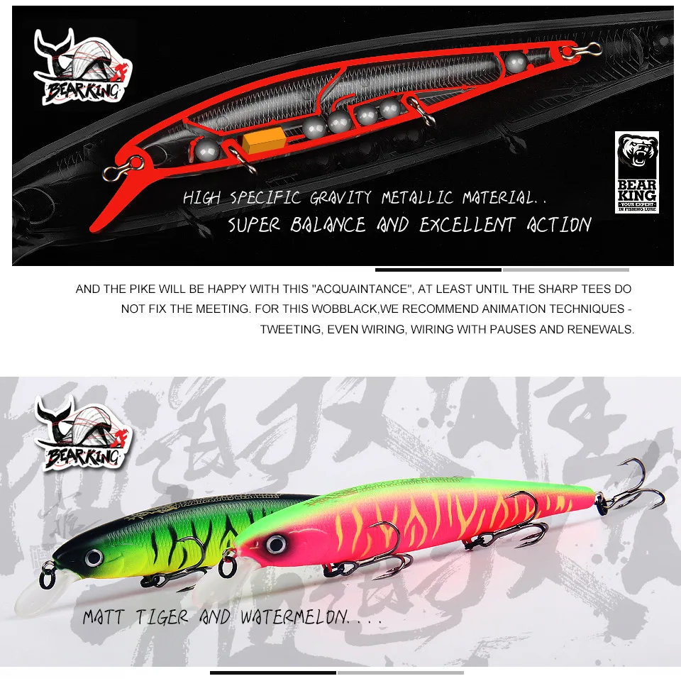 M115 Bearking 11.5cm 16g Hot Professional Quality Fishing Lure,Wobblers Minnow Crank Crank Bait Excellent Painting view 3