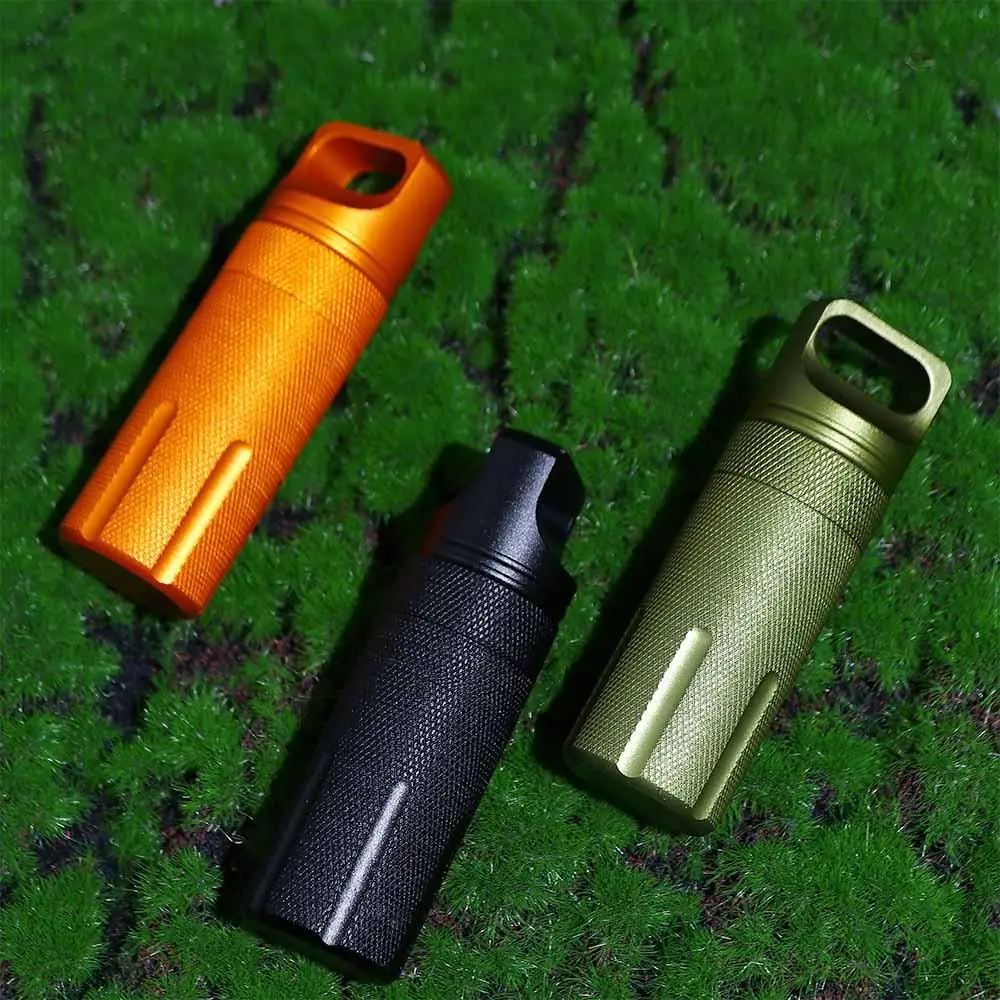 Travel Storage Survival Keychain Medicine Case Hike Box Capsule Seal Tank First-Aid Canister Pill Box Container