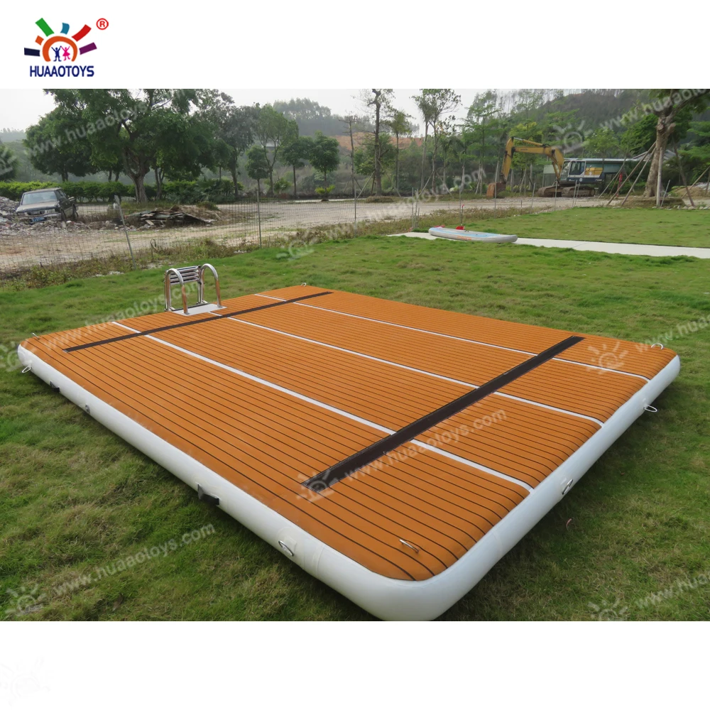 Inflatable Water Mats Floating Teak Platform With Ladder Float Island Manufacture