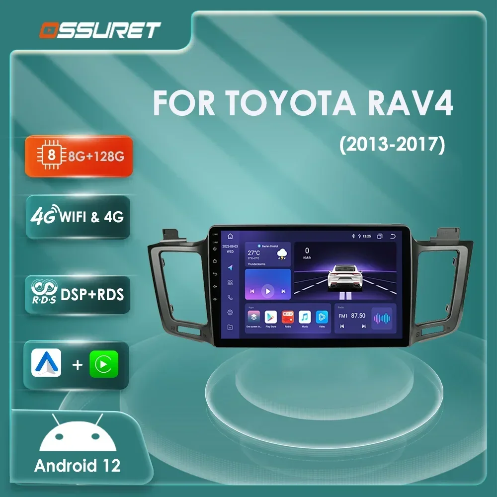 Android 12 Car Auto radio For Toyota RAV4 RAV 4 2013 2014 2015 2016 2017 Multimedia player 4G Carplay 2din GPS Stereo Headunit