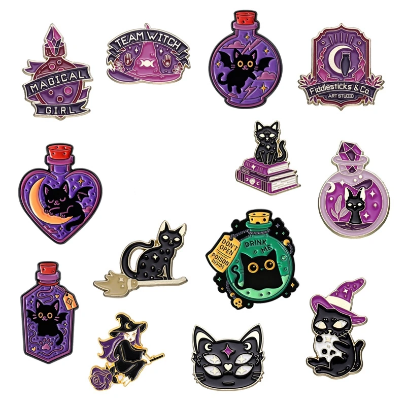 Animal Brooches Cartoon Mystery Magic Potion Jars Metal Badges Small Gifts Wholesale Bag Pins for Caps Backpack Accessories Pin