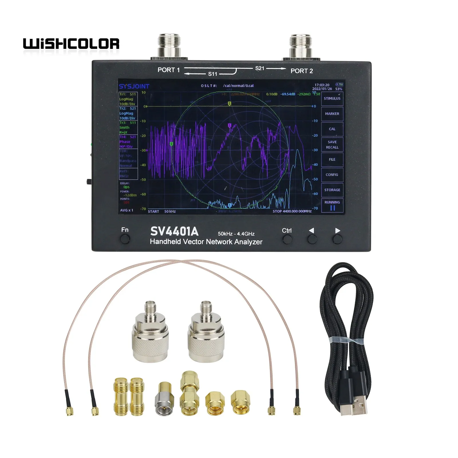 

Hamgeek SV4401A 50KHz-4.4GHz VNA Analyzer Vector Network Analyzer 100DB Dynamic International Version