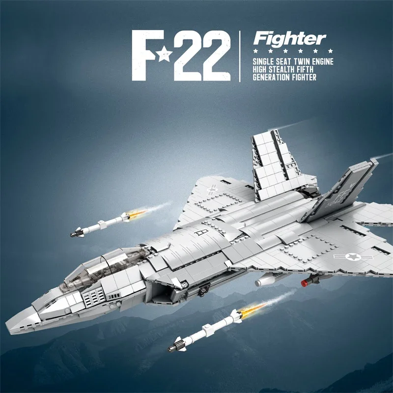 

1729PCS F-22 Stealth Fighter Building Blocks Air Force Combat Aircraft Model Bricks Desktop Decoration DIY Toys For Kids Gifts