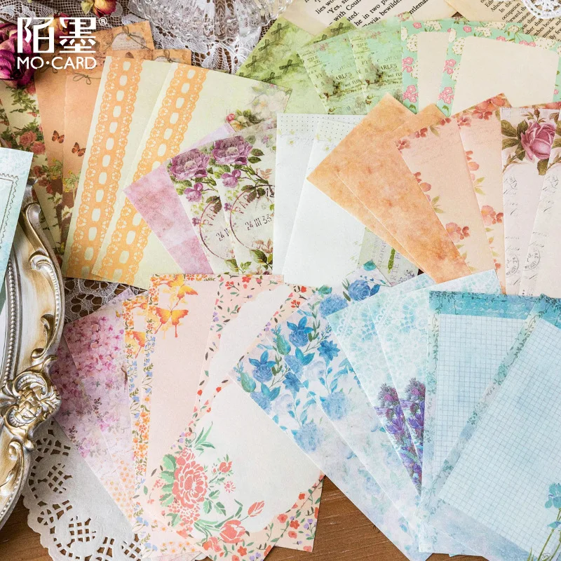 20sets/lot Memo Pads Material Paper Shallow Garden Junk Journal Scrapbooking Paper Retro Background Decoration Paper