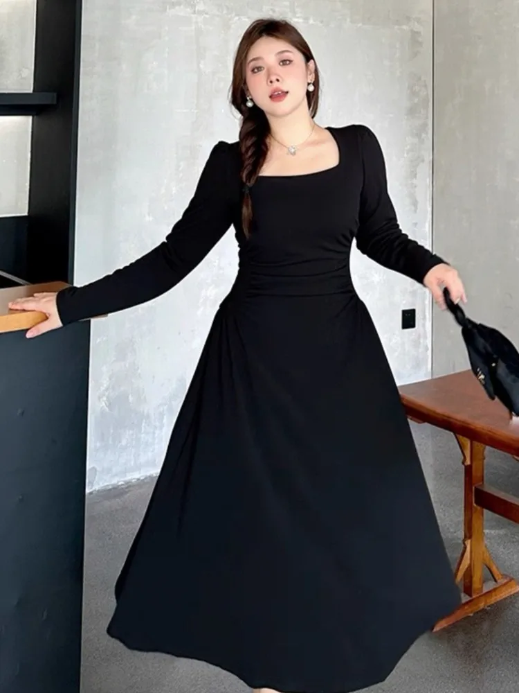 

Elegant Solid Ruffles Fairy Dresses Korean Lace Patchwork Slim Waist A Line Dress Women Princess Party Vestidos Female Robe New