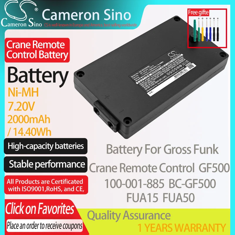 CameronSino Battery for Gross Funk Crane Remote Control GF500 Fits Gross Funk BC-GF500 100-001-885 Crane Remote Control Battery