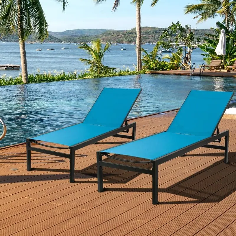 

Chaise Lounge Outdoor Aluminum Outdoor Chaise Lounge Set of 2 Flat Chaise Lounge Chair for Pools Patio and Outdoor Lounging