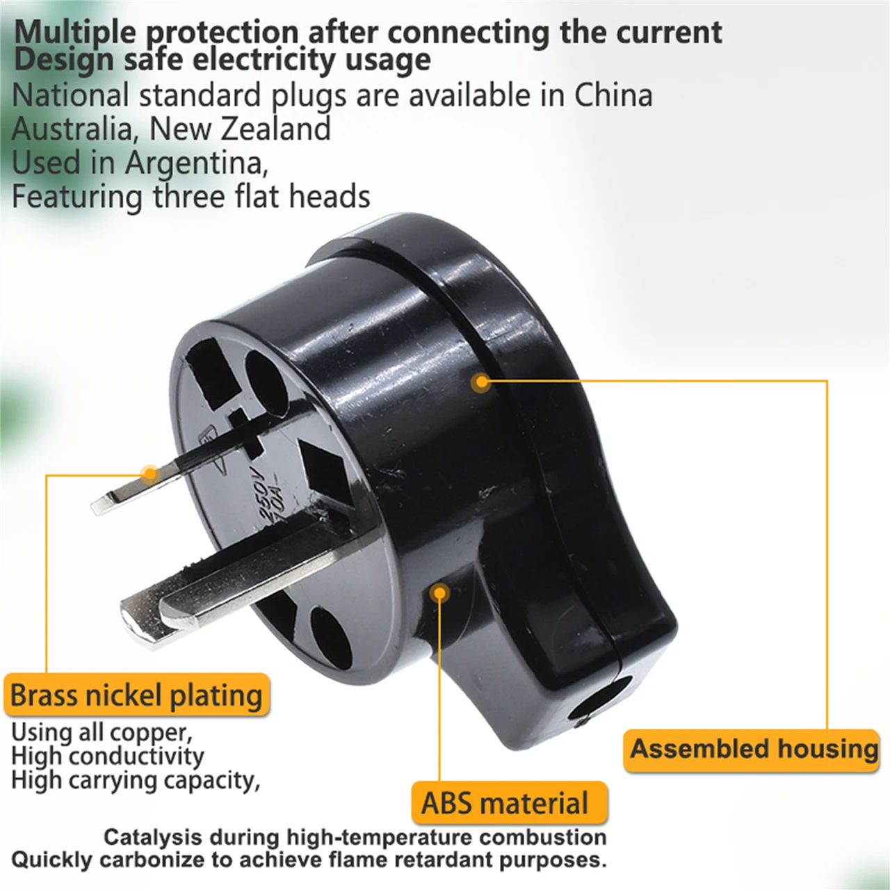 AU NZ Australian CN Chinese Argentina 10A AC assemble Electrical Power Plug 3pin Wire Socket Outlet Adaptor Extension Cord Cable