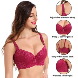 New Lace Bralette Plus Size Bra Ultrathin For Woman Racerback Push Up Cotton Brassiere Underwire C D E Cup Thick Bras Underwear