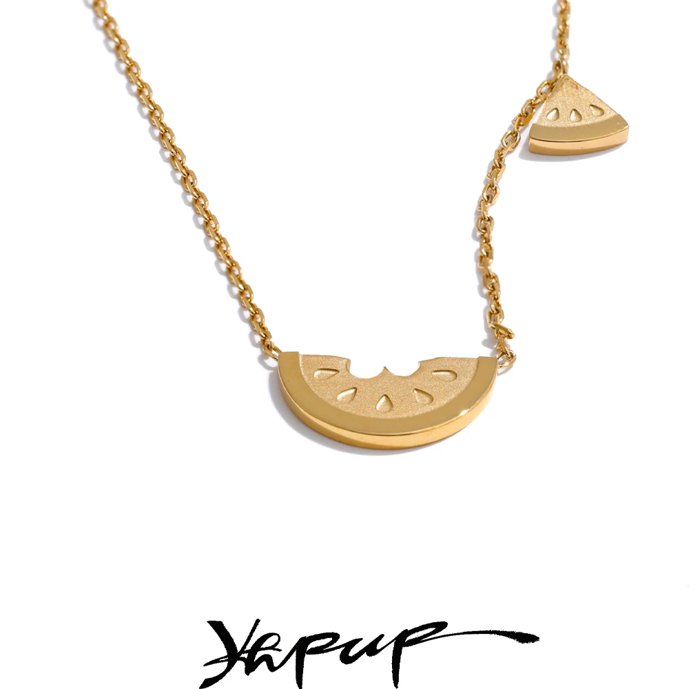 Yhpup Paslanmaz Çelik Karpuz Meyve Kolye Moda Charm Kolye Suya Dayanıklı Çekici Şık Takı Trendy Hediye