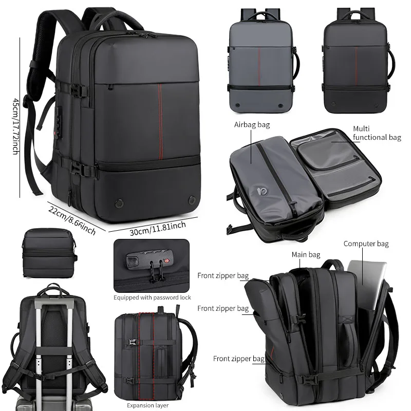 

Men's Backpack with Expandable Vacuum Compression Large Capacity Dry and Wet Separation Multifunctional