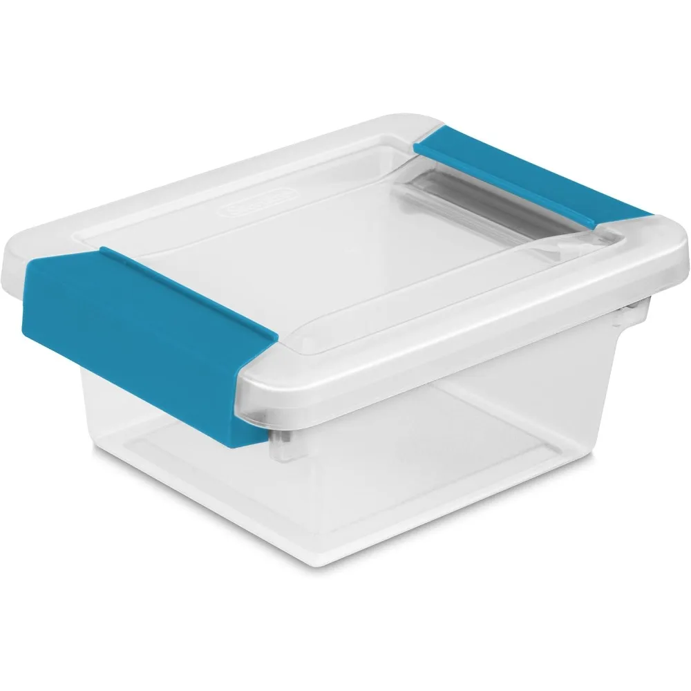

Storage Box, Mini Clip Box, Clear Base & Lid Aquarium Blue Latches, Storage Box