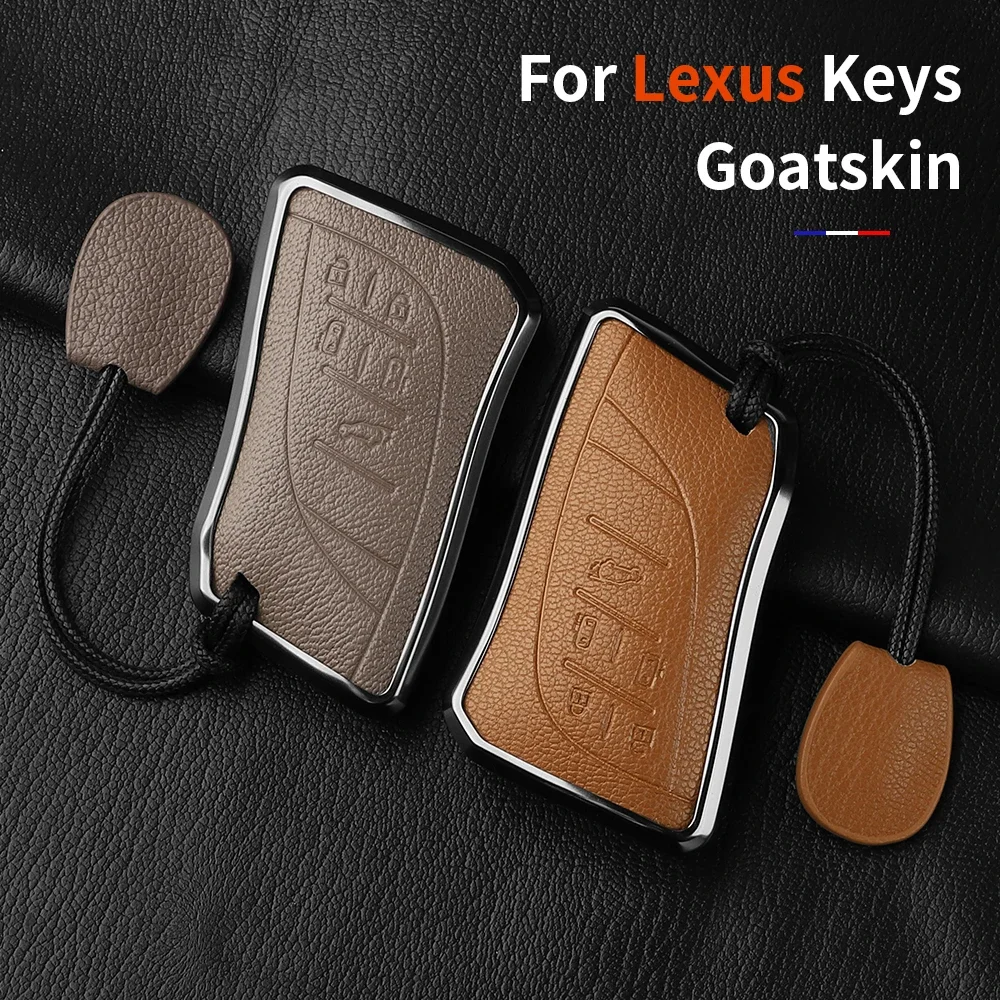 5 Button Aluminum Alloy Goatskin Car Key Case Cover For Lexus LM350h LM500H 2023 2024 Car Key Case Protect Fob