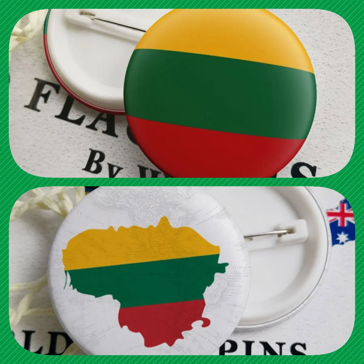 Lithuania Lithuanians Map Flag National Emblem National Flower Brooches Badges Lapel Pins